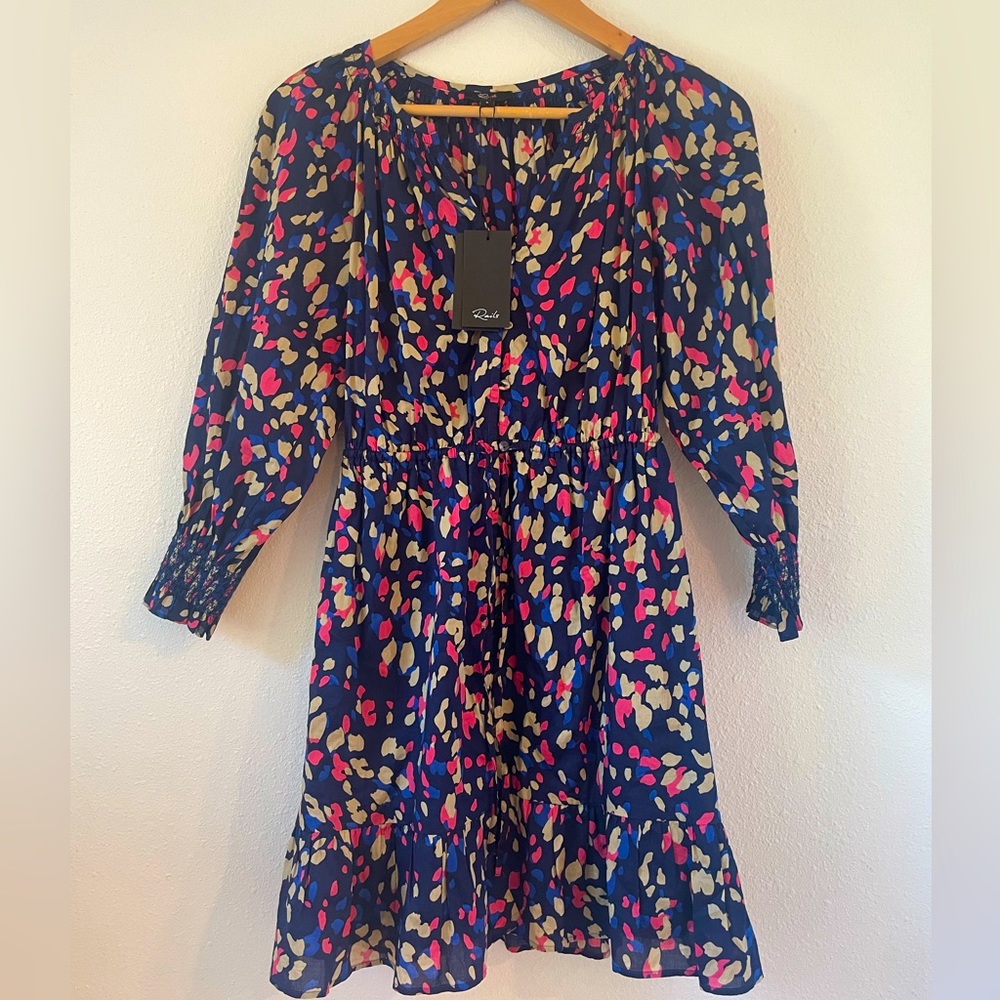 Rails Eliza Sapphire Spotted Drawstring Waist Dress- Small